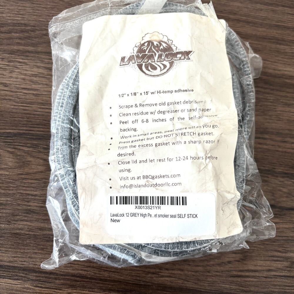 Lava Lock ½" x ⅛" x 15' High Temp Adhesive Smoker Gasket Pellet Grey